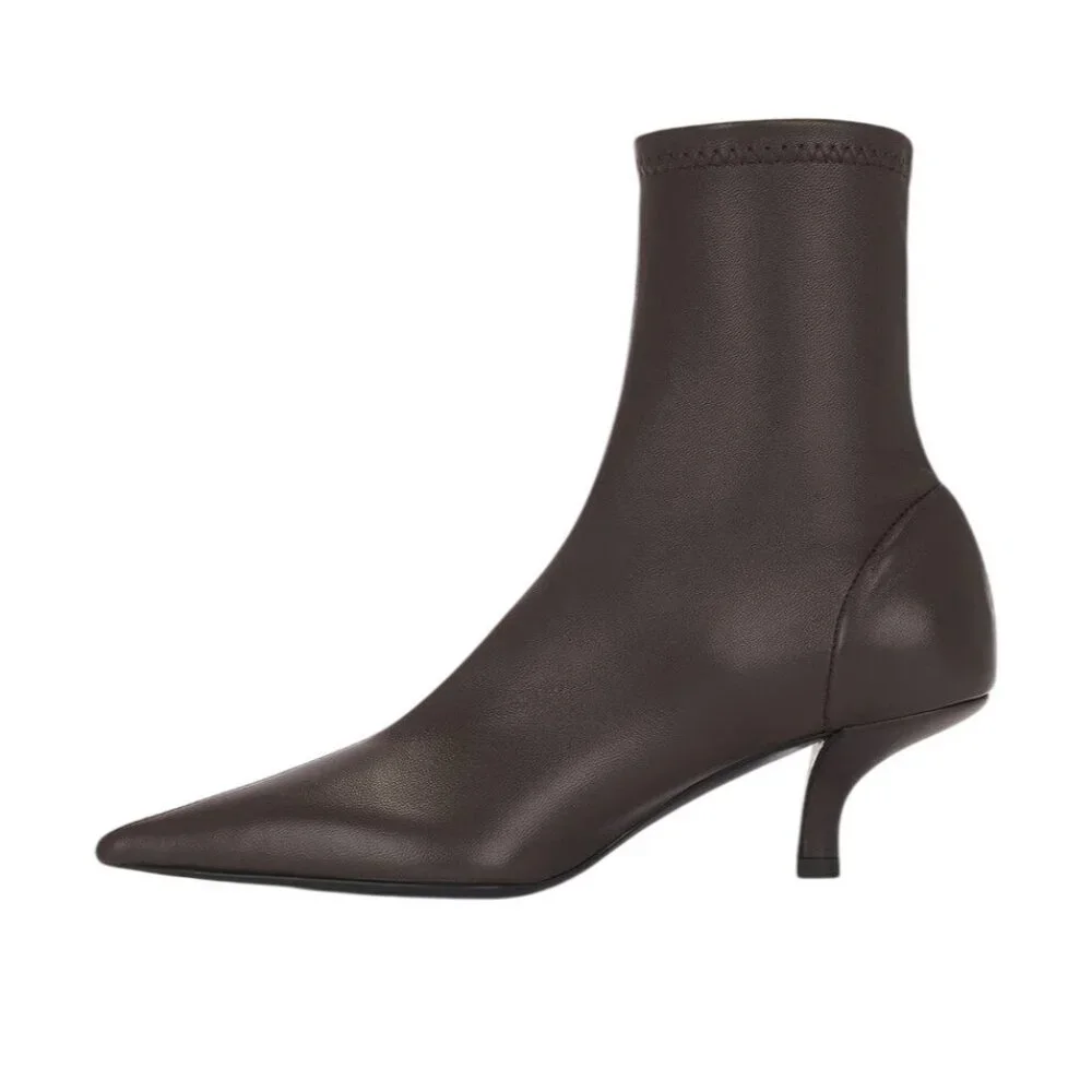 Toteme Heeled Sock Boots in Bark 40 With Box Womens Brown Leather